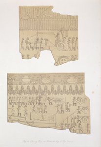 Disegno di toro, e foresta con cervi e maiali, Koujunjik, tavola 12 da Ninive e i suoi resti di Austen Henry Layard (1817-94) pubblicato 1849 da English School