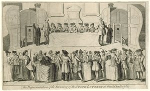 Disegno della Lotteria di Stato alla Guildhall nel 1763 da English School