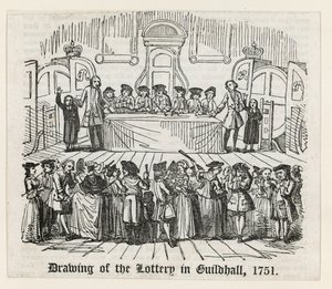 Disegno della lotteria alla Guildhall, 1751 da English School
