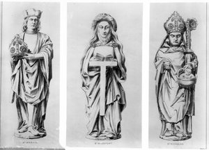 Disegni dei Santi Martino, Wilgefort e Nicola dalle loro statue nella Cappella di Enrico VII, Abbazia di Westminster