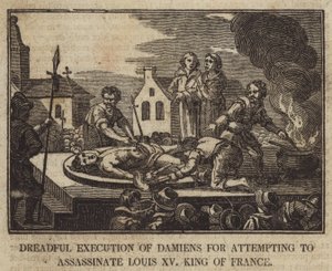 Terribile Esecuzione di Damiens per aver tentato di assassinare Luigi XV Re di Francia da English School