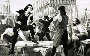 Vestito da marinaio inglese, Pietro il Grande aiutò a costruire grandi navi a vela da English School