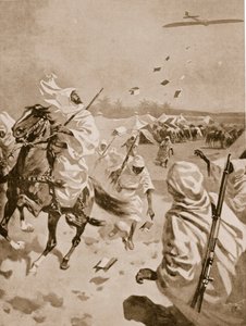 Distribuzione di volantini sugli arabi durante la guerra italo-turca, 1911-12 da English School