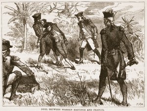 Duello tra Warren Hastings e Francis, illustrazione da Cassells Illustrated History of India di James Grant, pub. 1879