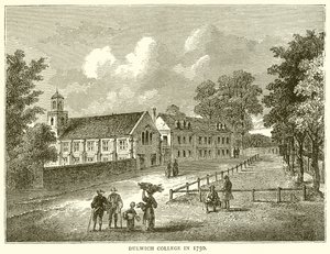 Collegio di Dulwich nel 1750 da English School