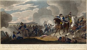 Inghilterra trionfante. Napoleone tenta di radunare la Guardia Imperiale alla battaglia di Waterloo, c. 1815 (incisione) da English School