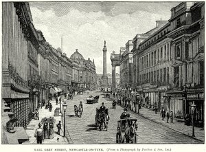 Earl Grey Street, Newcastle-on-Tyne (incisione) da English School