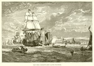 Navi della Compagnia delle Indie Orientali che lasciano Woolwich (1623) da English School
