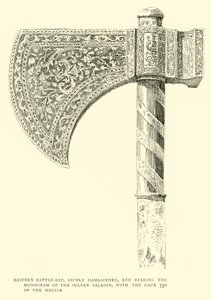 Ascia da battaglia orientale, riccamente damascata, con il monogramma del Sultano Saladino e la data 550 dell