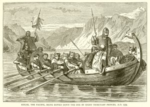 Edgar, il Pacifico, trasportato sul Dee da otto principi tributari, 959 d.C. da English School