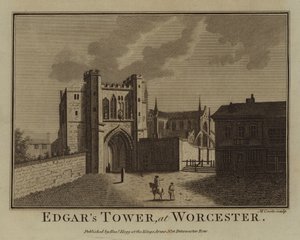 La Torre di Edgar, a Worcester (incisione)