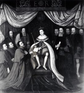 Edoardo VI (1537-53) Concede la Carta agli Ospedali di Bridewell e Bethlehem nel 1553 da English School