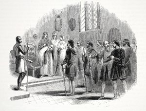 Edoardo I che presenta ai Capi Gallesi un Principe nato tra loro, al Castello di Rhuddlan da English School