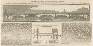 Elevazione e piano del nuovo London Bridge da English School