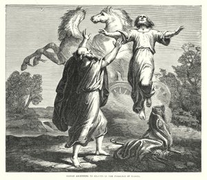 Elia che ascende al cielo alla presenza di Eliseo (incisione)