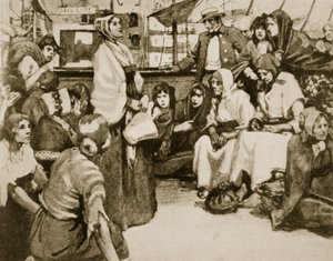 Elizabeth Fry parla ai prigionieri su una nave di condannati da English School