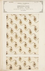Campione di mussola ricamata da Madras, da The Collection of the Textile Manufacturers of India, di John Forbes Watson, pubblicato nel 1866 da English School