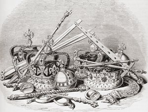 Regalia inglese, da Old England: A Pictorial Museum, pub. 1847 da English School