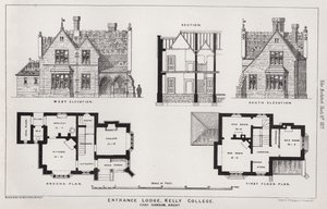 Ingresso del Lodge, Kelly College (incisione) da English School