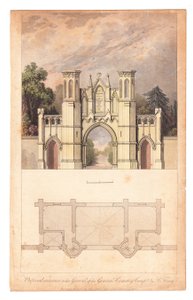 Ingresso al cimitero di Highgate pubblicato da The Lady Magazine, circa 1839 da English School