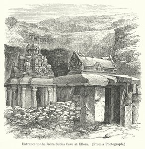 Ingresso della Grotta di Indra Subha a Ellora (incisione) da English School
