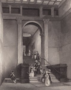Ingresso alla National Gallery, Londra (incisione) da English School