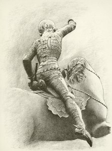 Figura equestre a Praga, Boemia (incisione) da English School