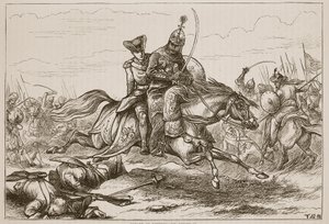 Fuga del Tenente Goreham, illustrazione da Cassells Illustrated History of India di James Grant, pub. 1879