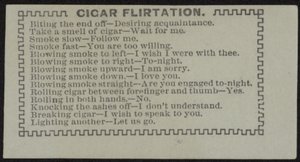 Biglietto di scorta intitolato Flirtazione del Sigaro da English School