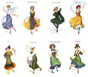 Ballerini europei, carte di sigarette, 1915 da English School