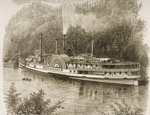 Battello a vapore sul fiume Hudson, c.1870, da 