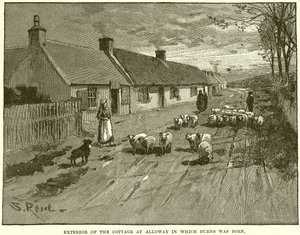 Esterno del cottage ad Alloway in cui nacque Burns da English School