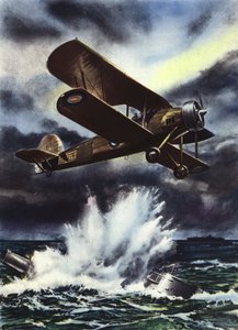 Fairey Swordfish che affonda un U-boat nel Mare del Nord da English School