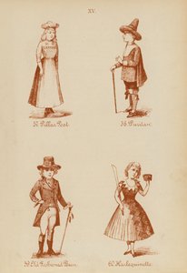 Costumi di carnevale: Pilastro Postale, Puritano, Fagiolo Vecchio Stile, Arlecchinetta da English School