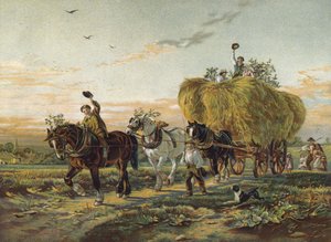 Contadini che tornano dai campi con il Carro di Fieno