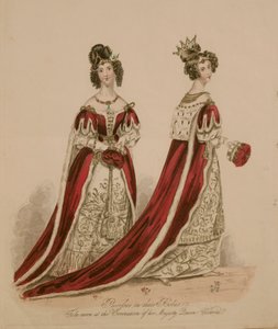 Stampa di moda raffigurante pari in abiti di incoronazione da English School