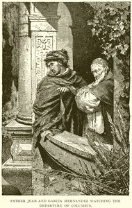 Padre Juan e Garcia Hernadez osservano la partenza di Colombo da English School