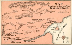 Mappa immaginaria che traccia il corso del fiume TrueLove