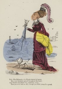 Figura di una donna che cammina lungo il lungomare con un piccolo cane