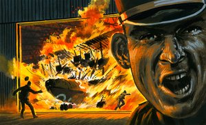 Incendio che consuma uno degli idrovolanti americani NC-2 da English School