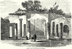 Le prime mura scoperte a Pompei (incisione)