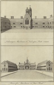 Fishmongers Almshouses, Newington Butts e Bancrofts Almshouses, Bow Road, Londra da English School