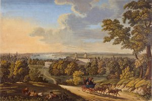 Flamstead Hill, Greenwich: La diligenza diretta a sud c.1810-20 da English School