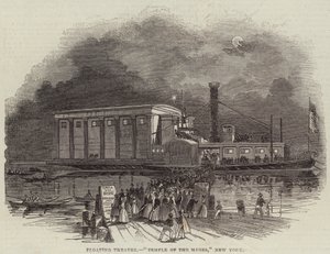 Teatro galleggiante, "Tempio delle Muse," New York (incisione) da English School