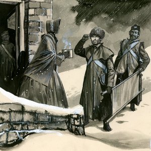 Florence Nightingale saluta i soldati nella neve da English School