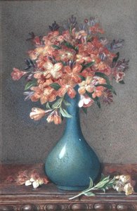Fiori in un vaso blu, c.1870 da English School