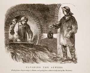 Pulizia delle fogne, in parte dal dagherrotipo di Richard Beard e in parte da uno schizzo gentilmente prestato dal Sig. Whiting, illustrazione da London Labour and London Poor di Henry Mayhew, pub. 1862 da English School