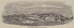 Forte Moultrie, Charleston in lontananza (incisione) da English School
