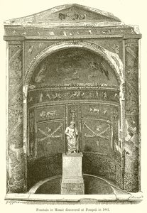 Fontana in mosaico scoperta a Pompei nel 1881