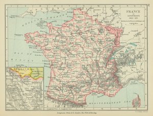 Francia in Dipartimenti (litografia a colori)